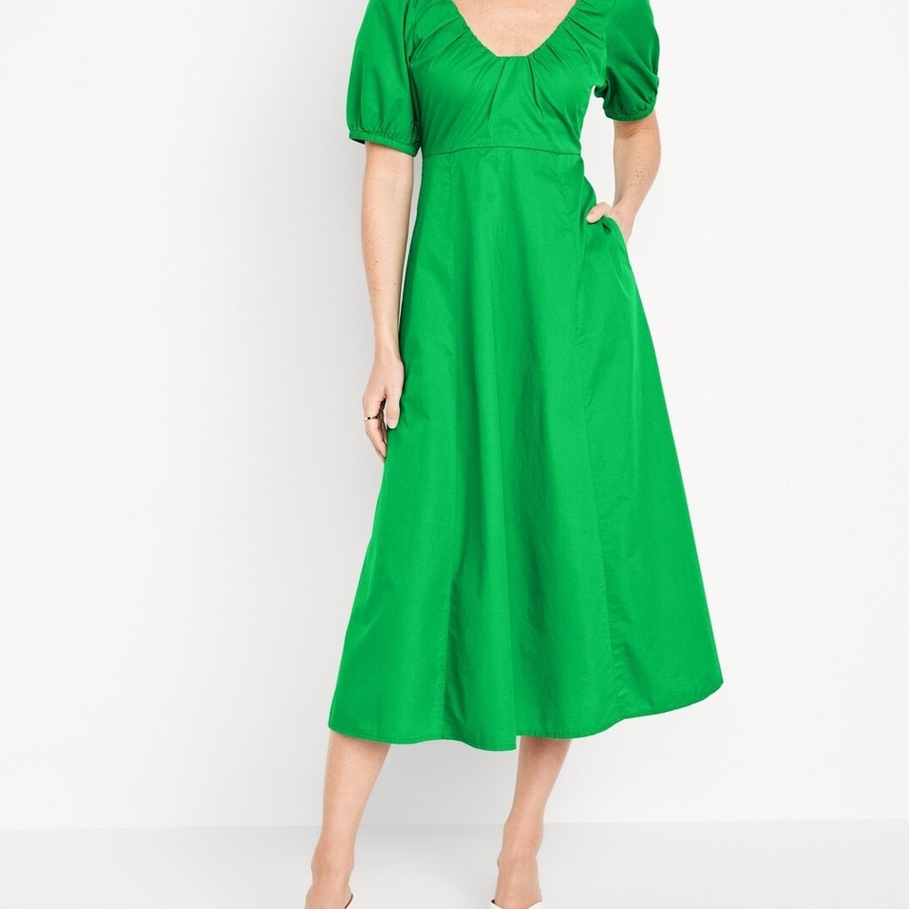 Old Navy Puff-Sleeve Midi Swing Dress M